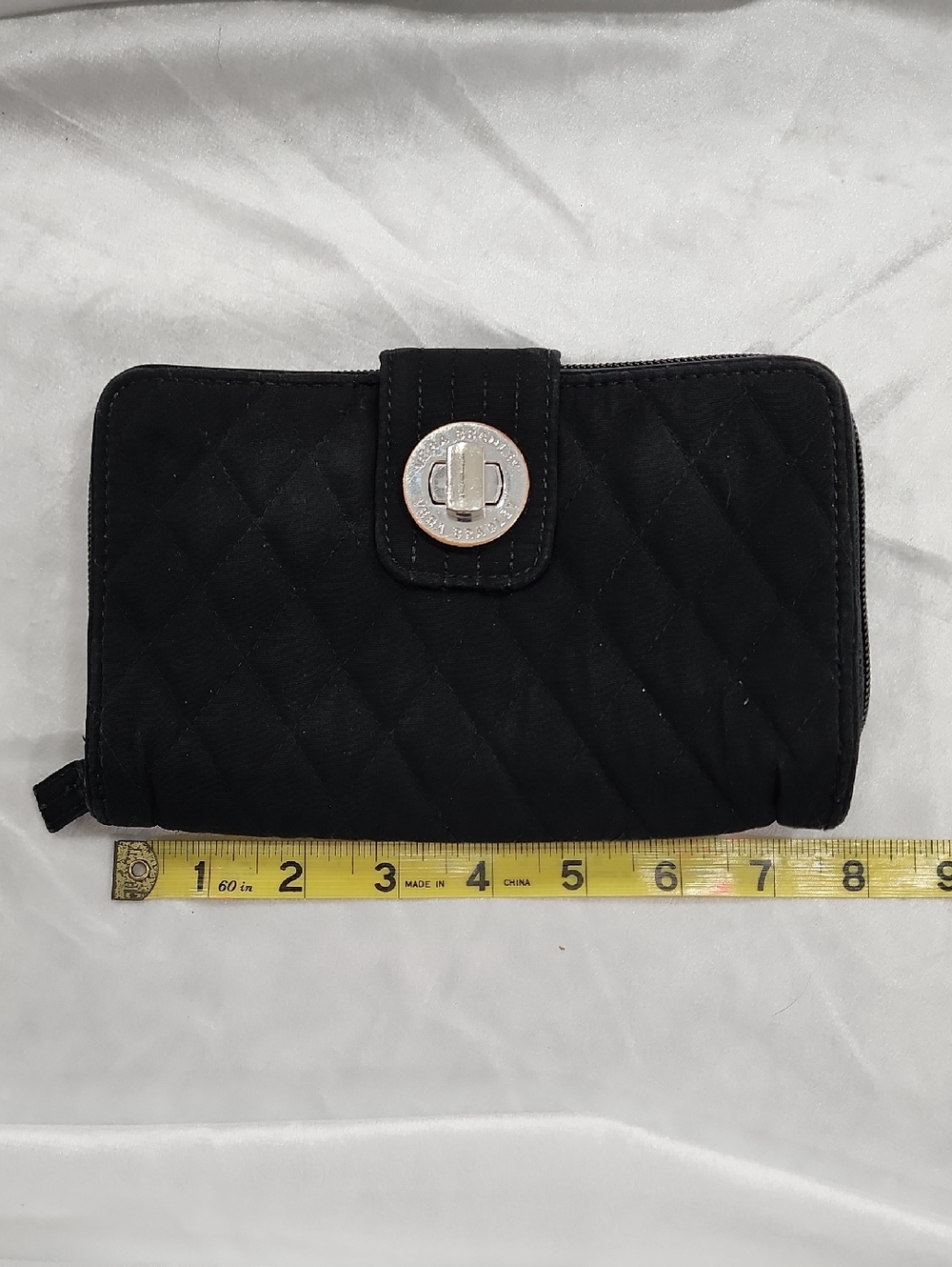Black Quilted Vera Bradley RFID Turnlock Wallet